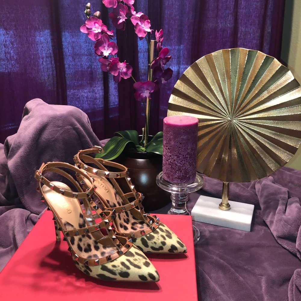 Valentino Canvas Leopard Ankle Shoes